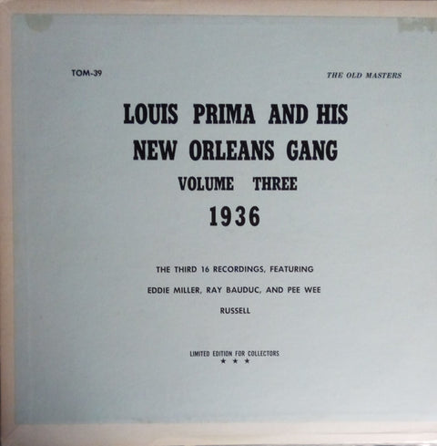 Front cover of Louis Prima & His New Orleans Gang – Louis Prima And His New Orleans Gang 1936 Volume Three, The Old Masters, US