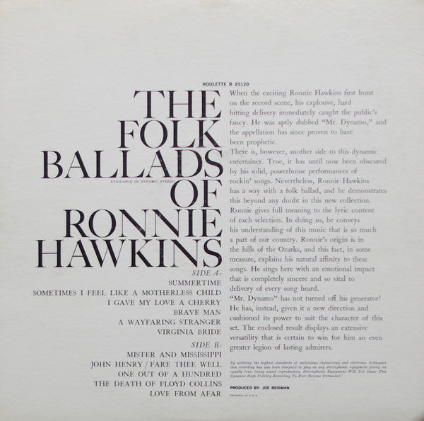 Ronnie Hawkins – The Folk Ballads Of Ronnie Hawkins, image 2