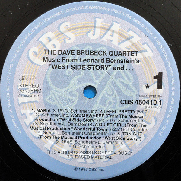 The Dave Brubeck Quartet – Plays Music From West Side Story And..., image 3
