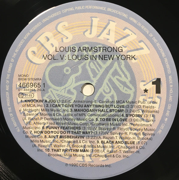 Louis Armstrong – Volume V - Louis In New York, image 3