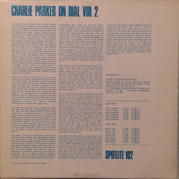 Charlie Parker – Charlie Parker On Dial Volume 2, image 2