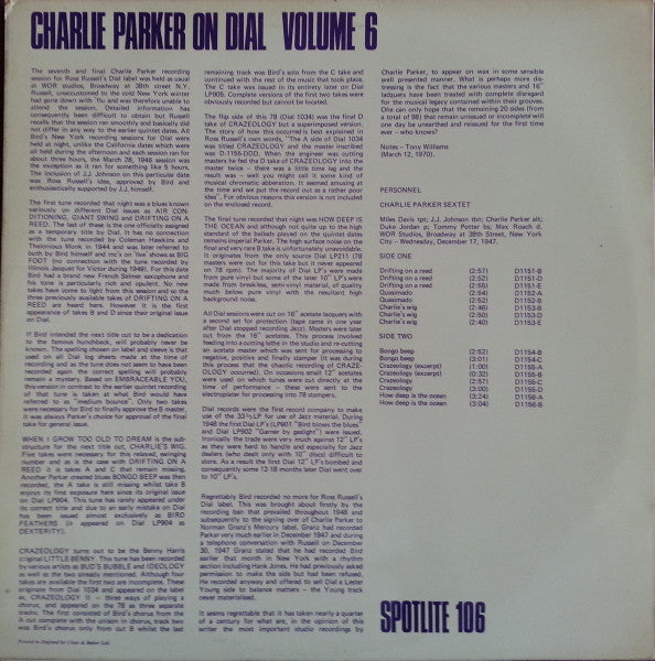 Charlie Parker – Charlie Parker On Dial (Volume 6), image 2