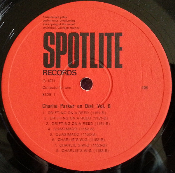 Charlie Parker – Charlie Parker On Dial (Volume 6), image 3