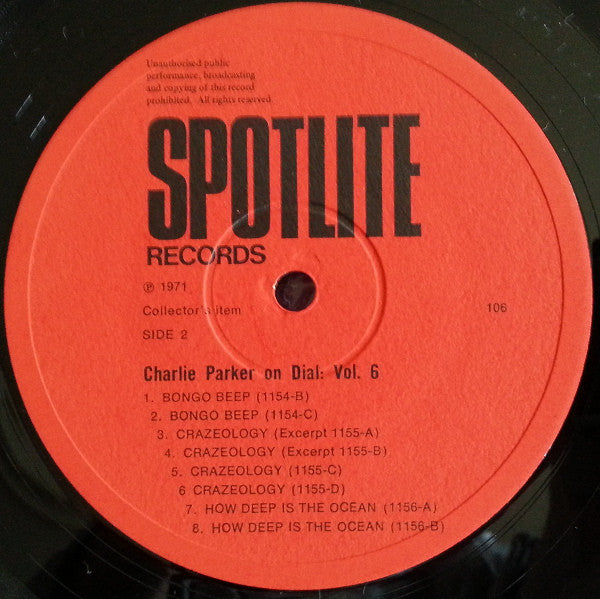 Charlie Parker – Charlie Parker On Dial (Volume 6), image 4