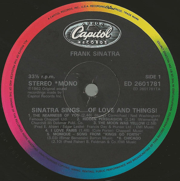 Frank Sinatra – Sinatra Sings...Of Love And Things, image 4